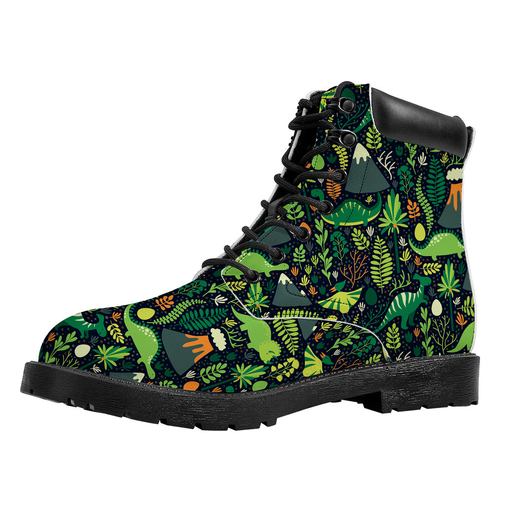 Cute Dinosaur And Floral Pattern Print Work Boots