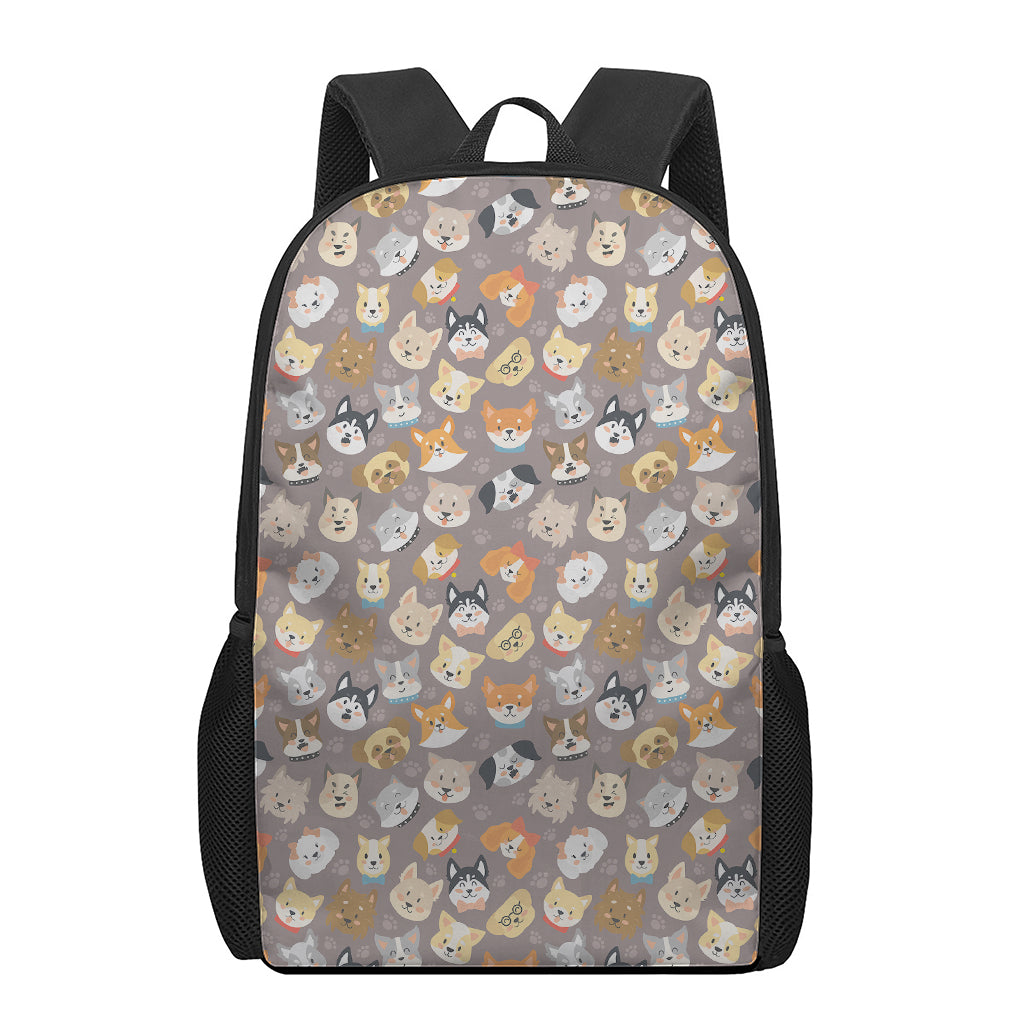 Cute Dog Emoji Pattern Print 17 Inch Backpack