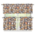 Cute Dog Emoji Pattern Print 3 Piece Kitchen Curtains
