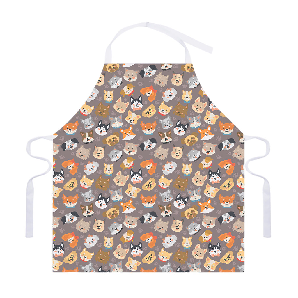 Cute Dog Emoji Pattern Print Adjustable Apron
