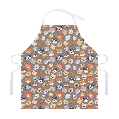 Cute Dog Emoji Pattern Print Adjustable Apron