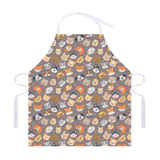 Cute Dog Emoji Pattern Print Adjustable Apron