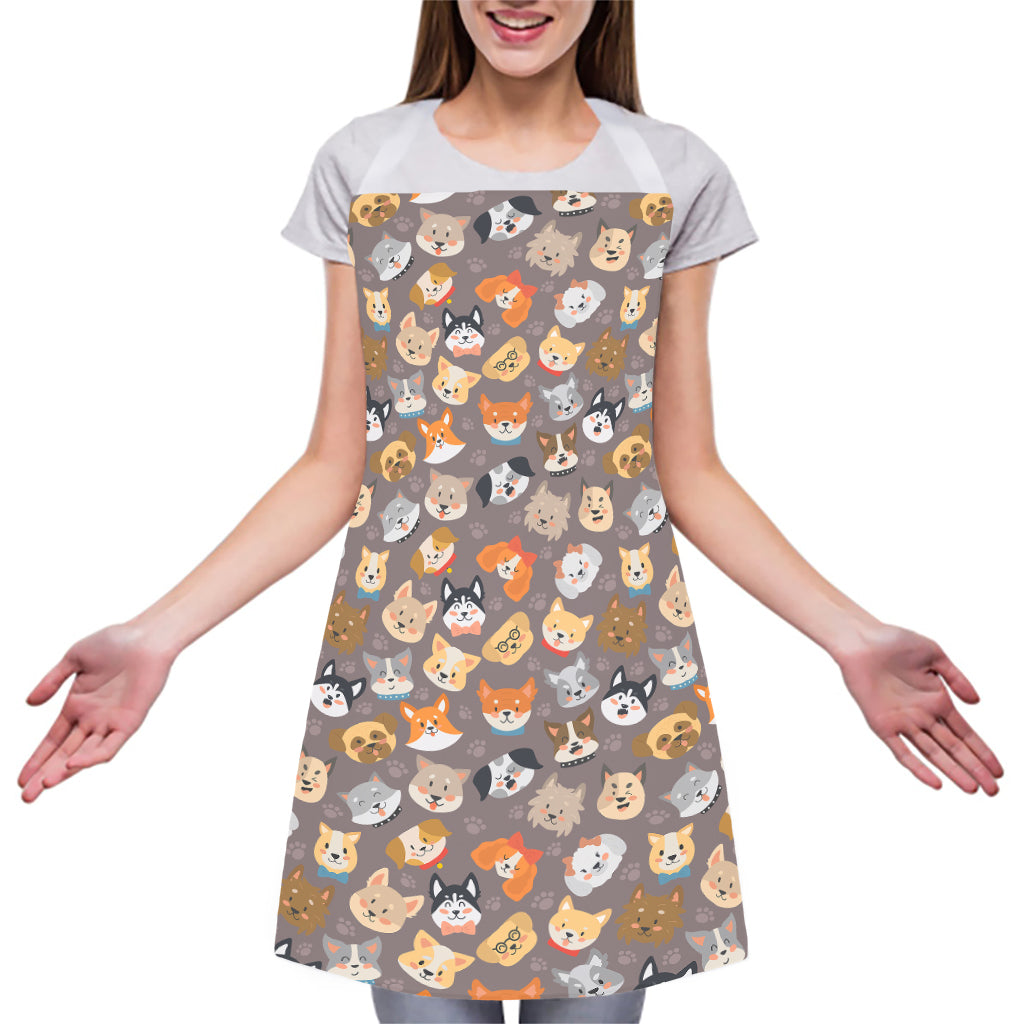 Cute Dog Emoji Pattern Print Adjustable Apron