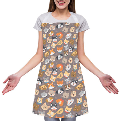 Cute Dog Emoji Pattern Print Adjustable Apron
