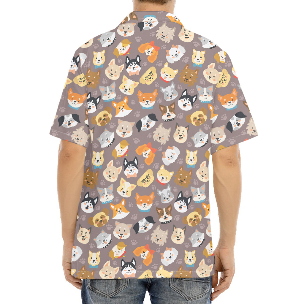 Cute Dog Emoji Pattern Print Aloha Shirt