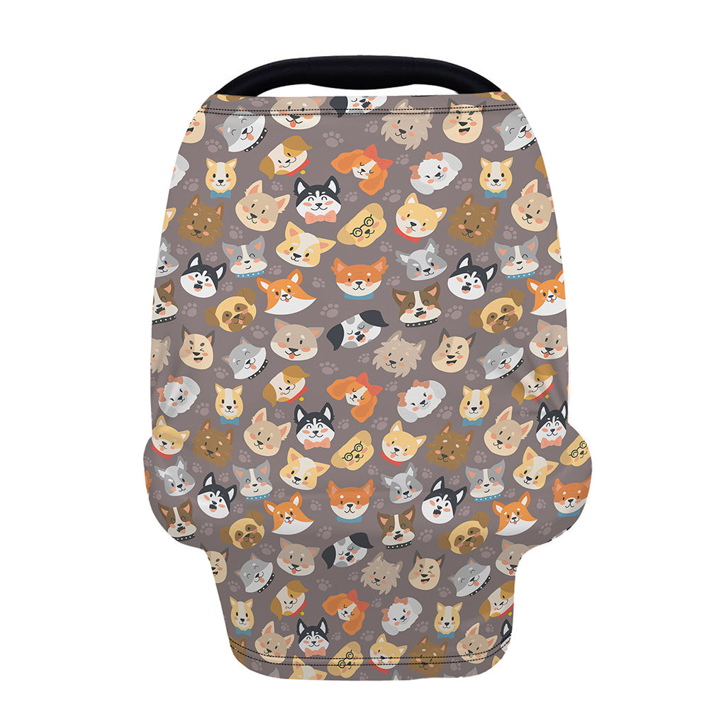 Cute Dog Emoji Pattern Print Baby Seat Cover