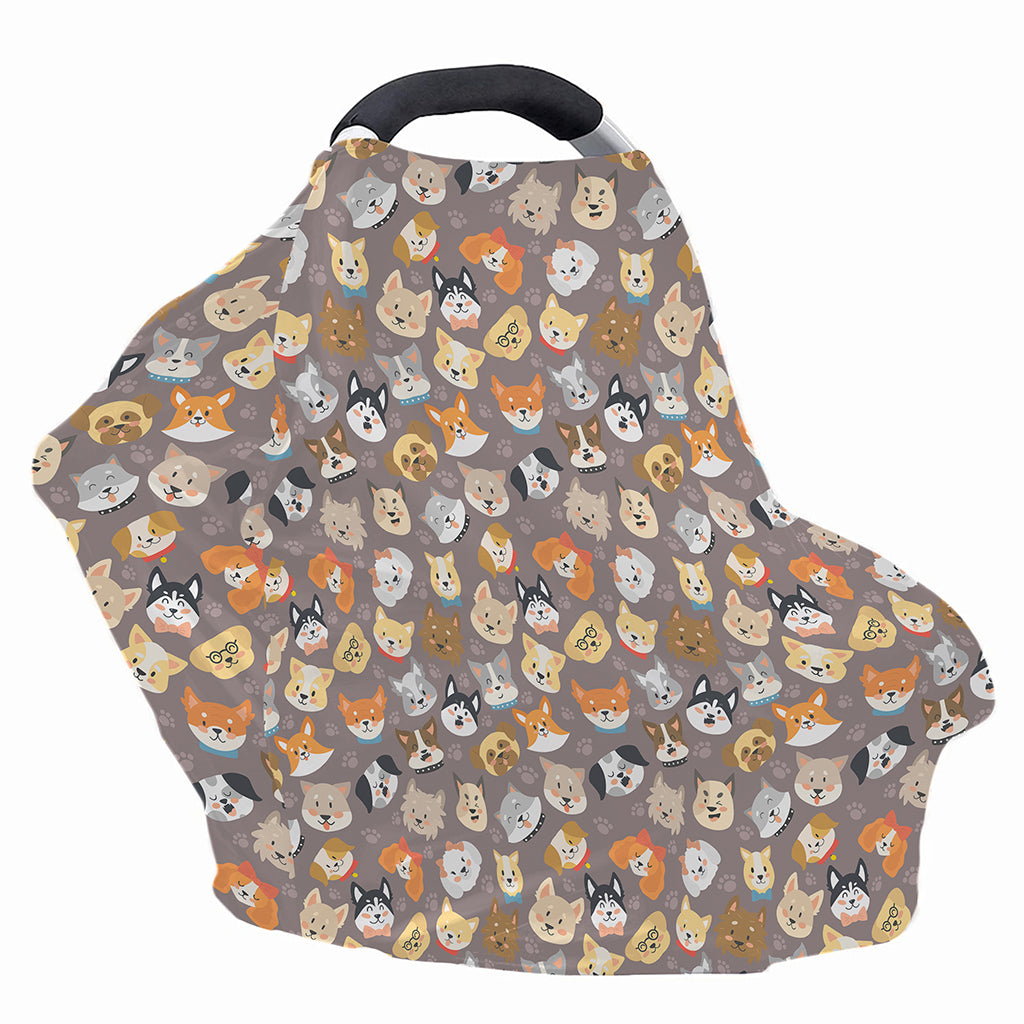 Cute Dog Emoji Pattern Print Baby Seat Cover