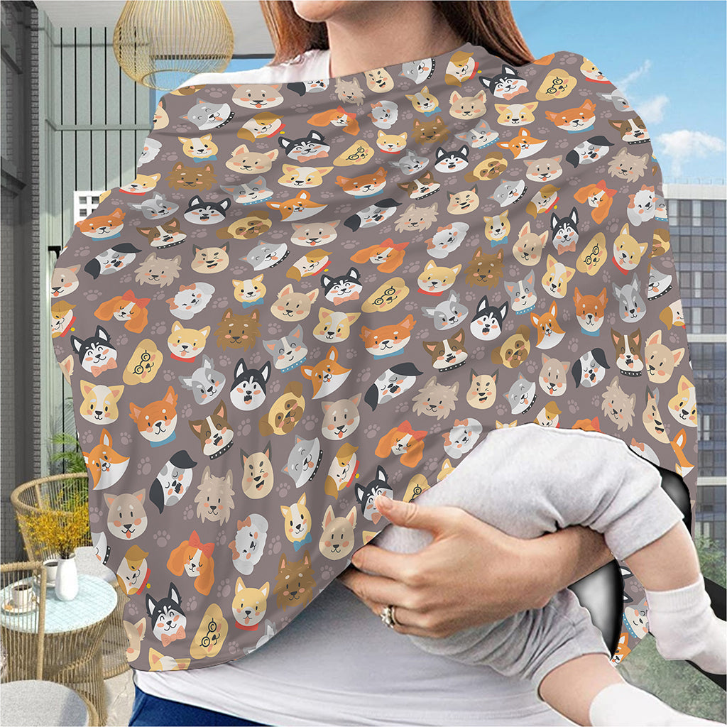 Cute Dog Emoji Pattern Print Baby Seat Cover