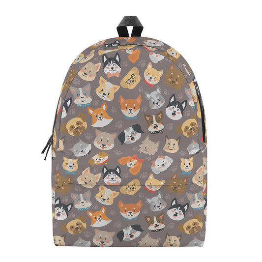 Cute Dog Emoji Pattern Print Backpack