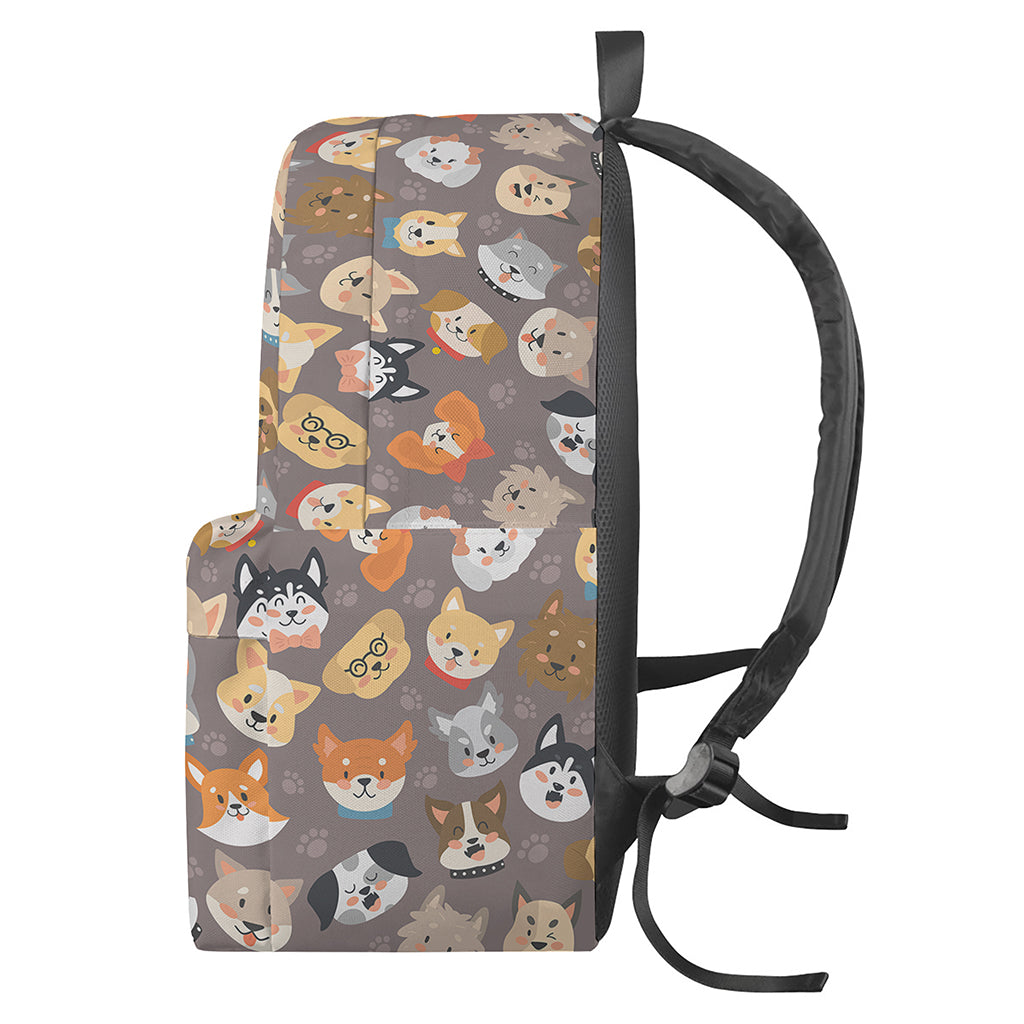 Cute Dog Emoji Pattern Print Backpack