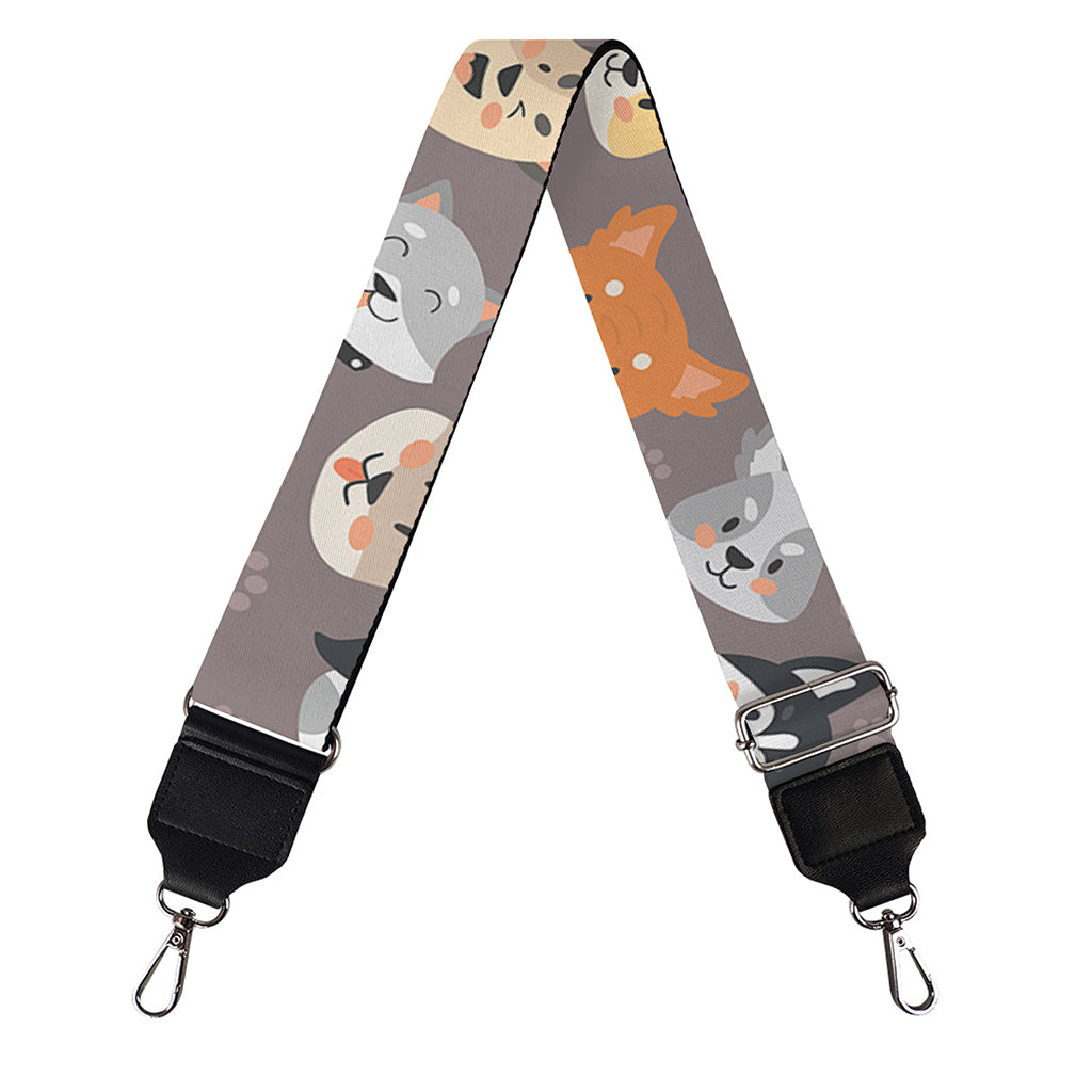 Cute Dog Emoji Pattern Print Bag Strap