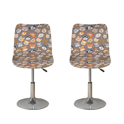Cute Dog Emoji Pattern Print Bar Stool Covers