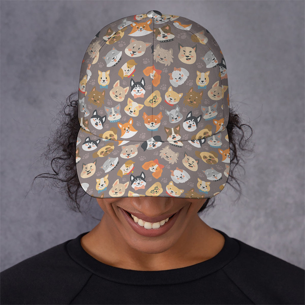 Cute Dog Emoji Pattern Print Baseball Cap