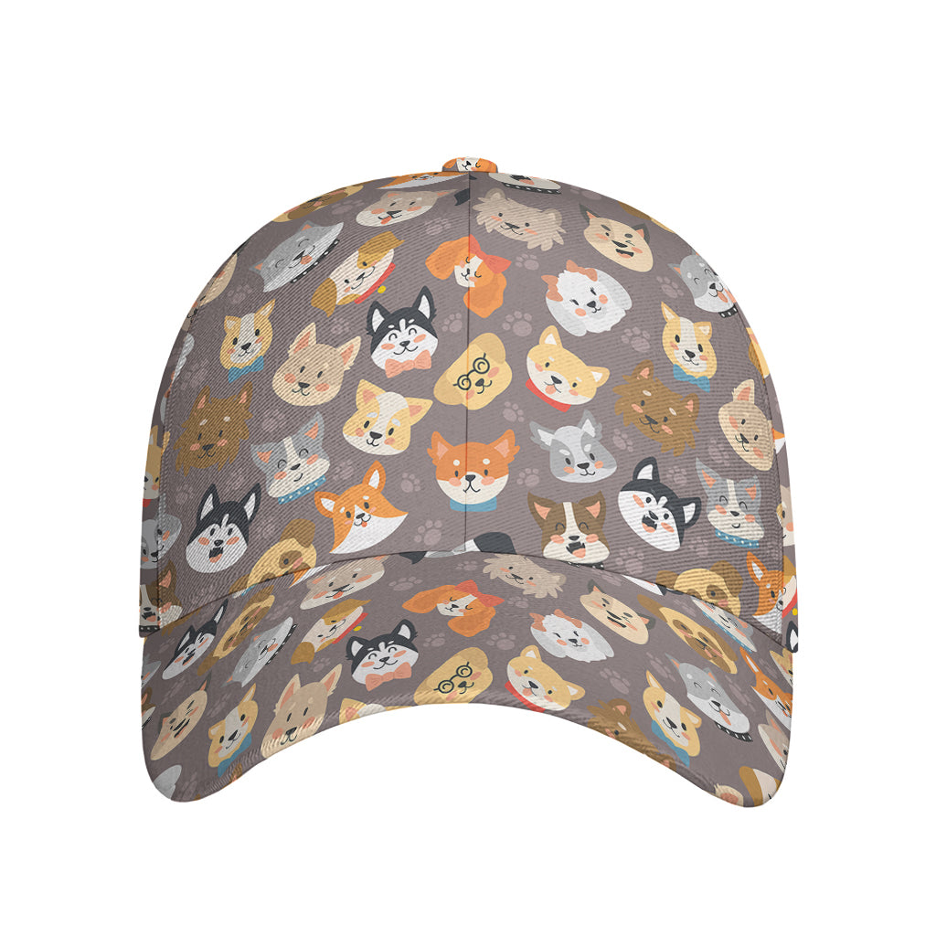 Cute Dog Emoji Pattern Print Baseball Cap