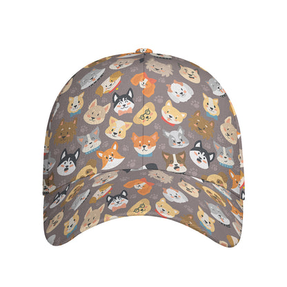 Cute Dog Emoji Pattern Print Baseball Cap