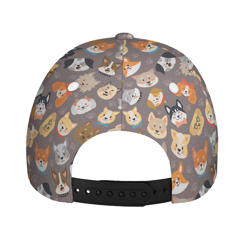 Cute Dog Emoji Pattern Print Baseball Cap