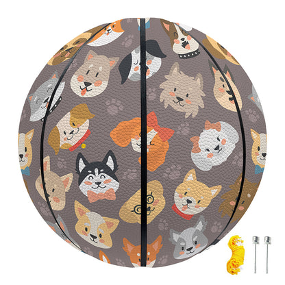 Cute Dog Emoji Pattern Print Basketball