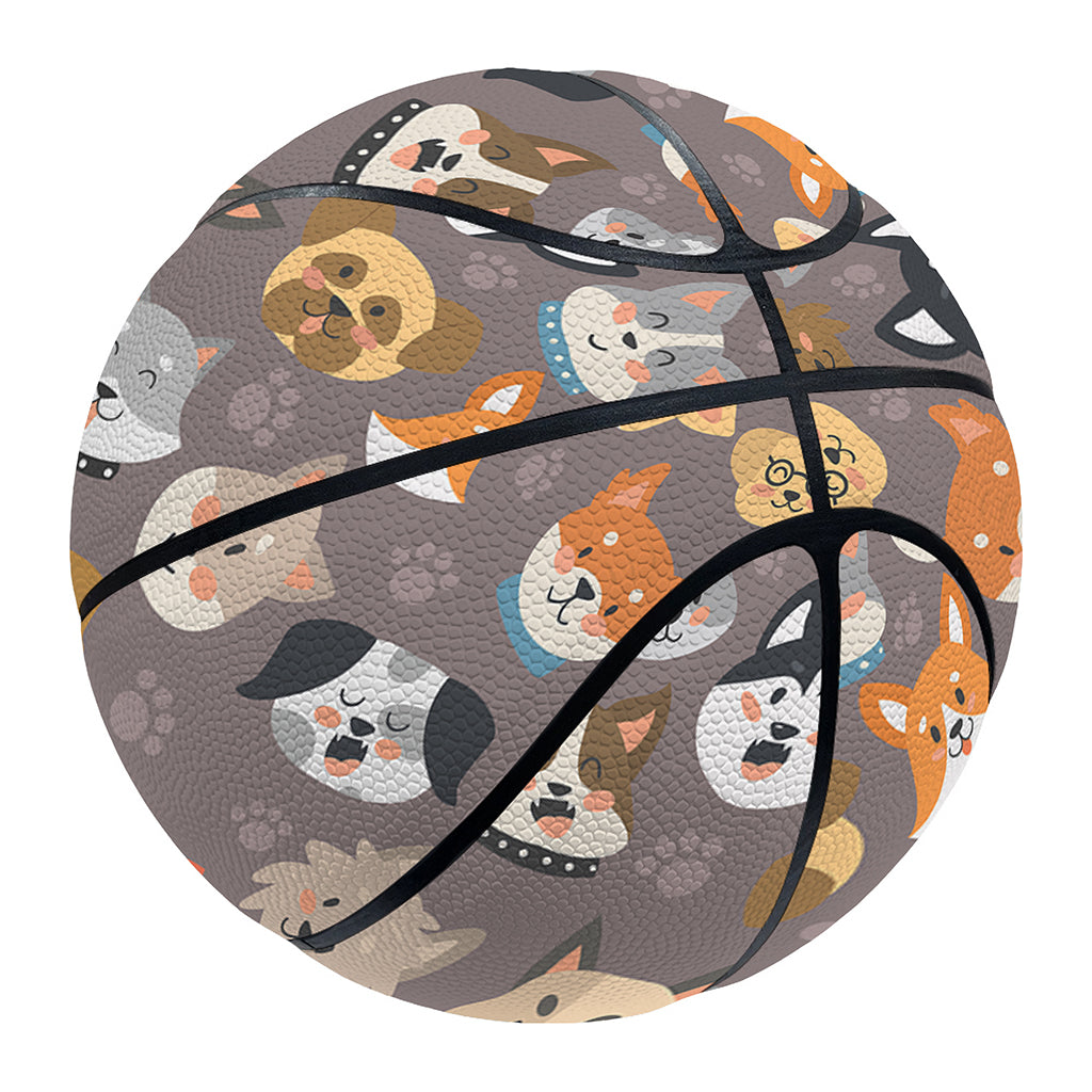 Cute Dog Emoji Pattern Print Basketball