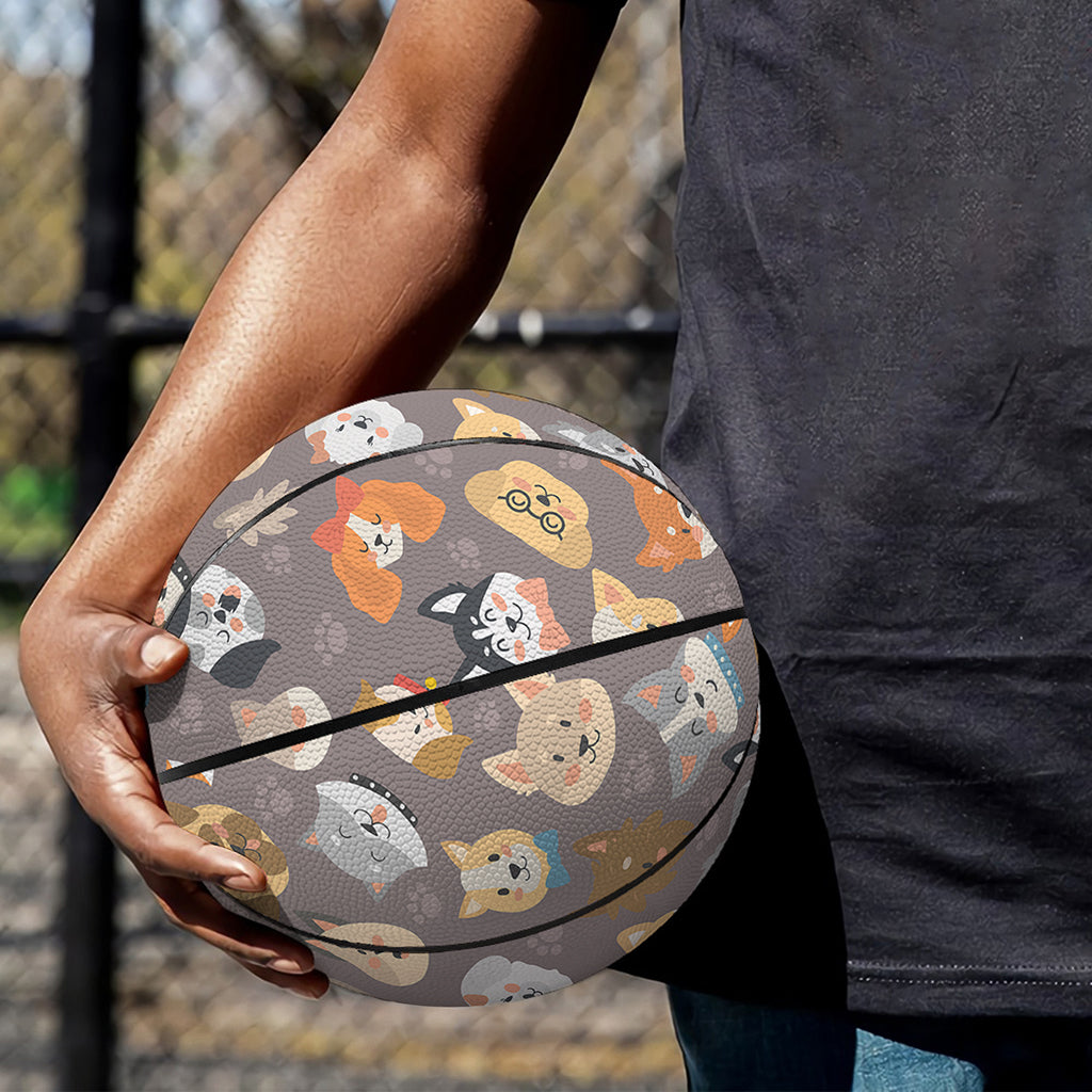 Cute Dog Emoji Pattern Print Basketball