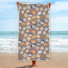 Cute Dog Emoji Pattern Print Beach Towel