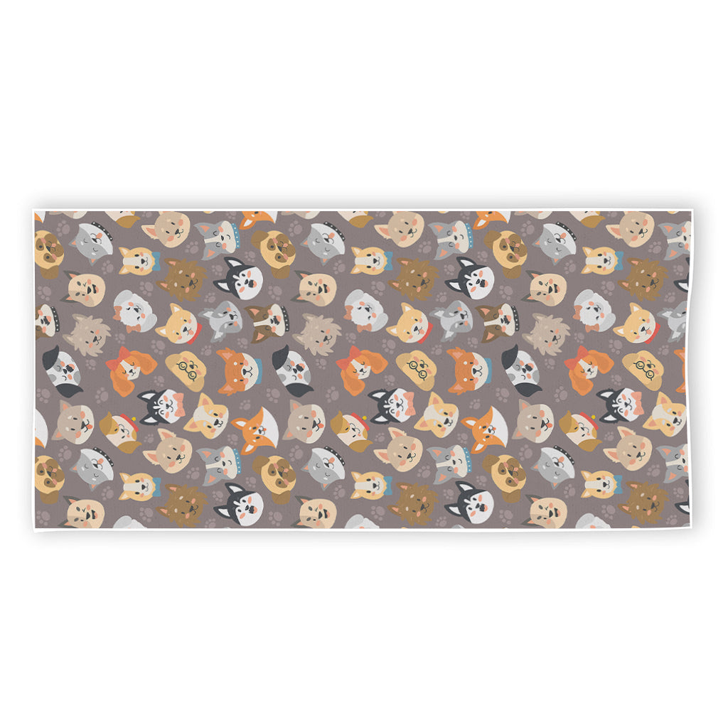 Cute Dog Emoji Pattern Print Beach Towel