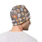 Cute Dog Emoji Pattern Print Beanie