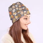 Cute Dog Emoji Pattern Print Beanie