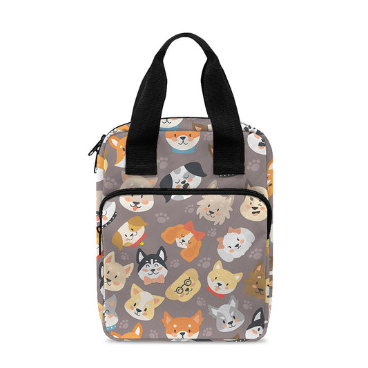 Cute Dog Emoji Pattern Print Bible Tote Bag