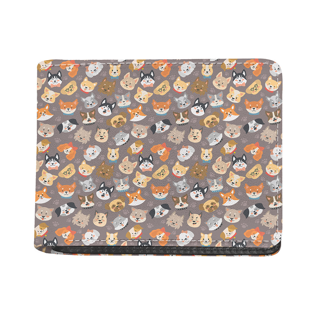 Cute Dog Emoji Pattern Print Bifold Wallet
