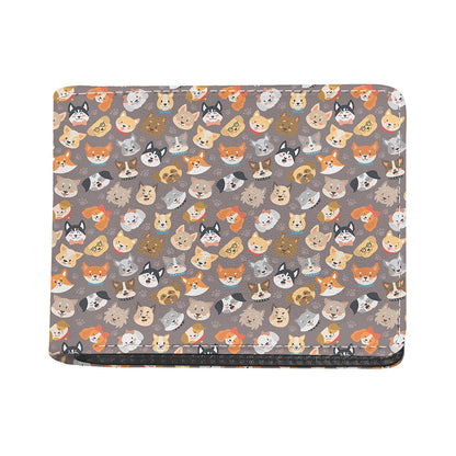 Cute Dog Emoji Pattern Print Bifold Wallet