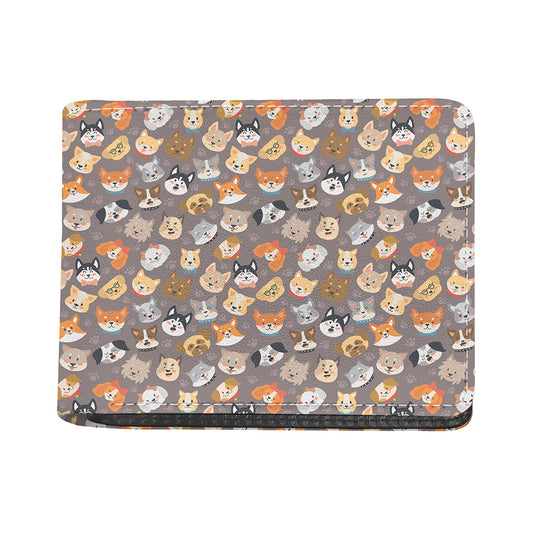 Cute Dog Emoji Pattern Print Bifold Wallet