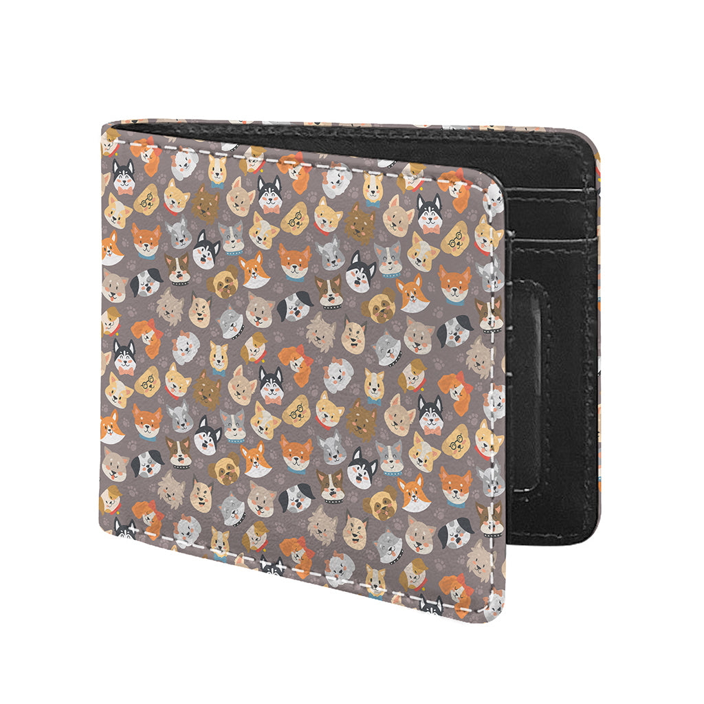 Cute Dog Emoji Pattern Print Bifold Wallet