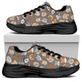 Cute Dog Emoji Pattern Print Black Chunky Shoes