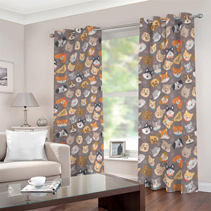 Cute Dog Emoji Pattern Print Blackout Grommet Curtains