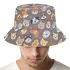 Cute Dog Emoji Pattern Print Bucket Hat