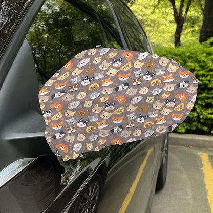 Cute Dog Emoji Pattern Print Car Side Mirror Covers