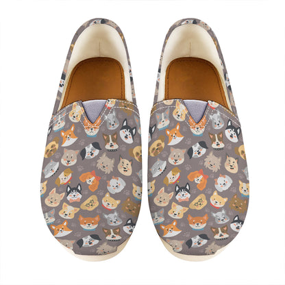 Cute Dog Emoji Pattern Print Casual Shoes