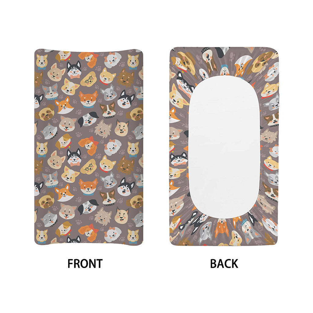 Cute Dog Emoji Pattern Print Changing Pad Cover