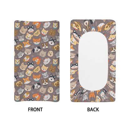 Cute Dog Emoji Pattern Print Changing Pad Cover