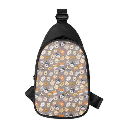 Cute Dog Emoji Pattern Print Chest Bag