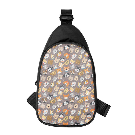 Cute Dog Emoji Pattern Print Chest Bag