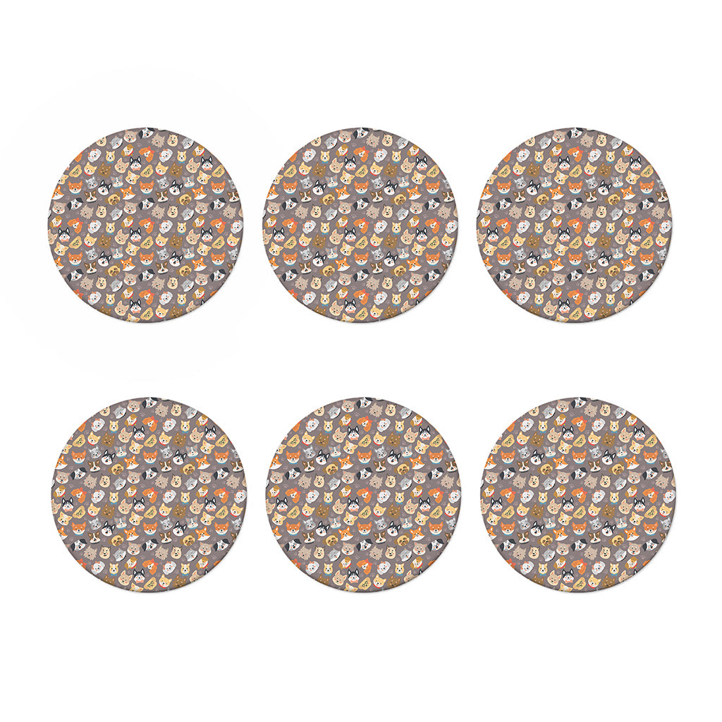 Cute Dog Emoji Pattern Print Coaster Set