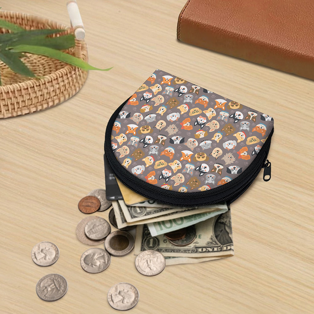 Cute Dog Emoji Pattern Print Coin Purse