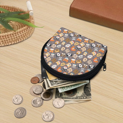 Cute Dog Emoji Pattern Print Coin Purse
