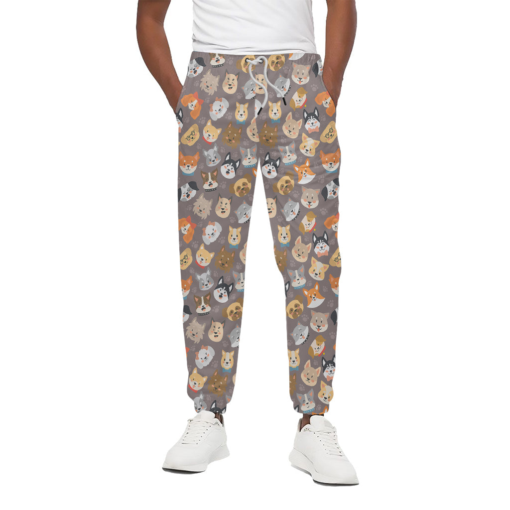 Cute Dog Emoji Pattern Print Cotton Pants