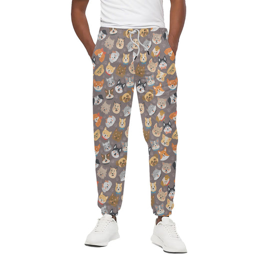 Cute Dog Emoji Pattern Print Cotton Pants