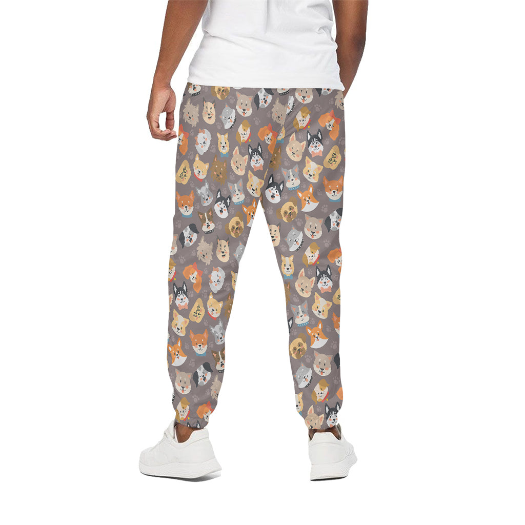 Cute Dog Emoji Pattern Print Cotton Pants