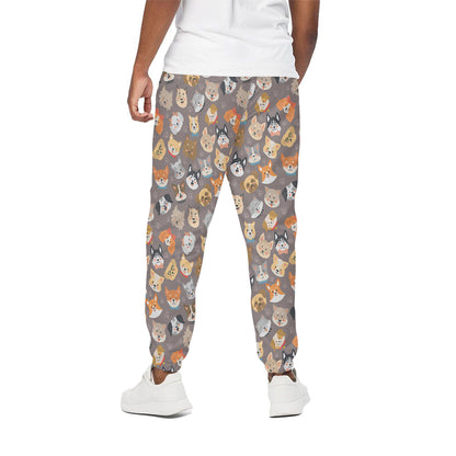 Cute Dog Emoji Pattern Print Cotton Pants