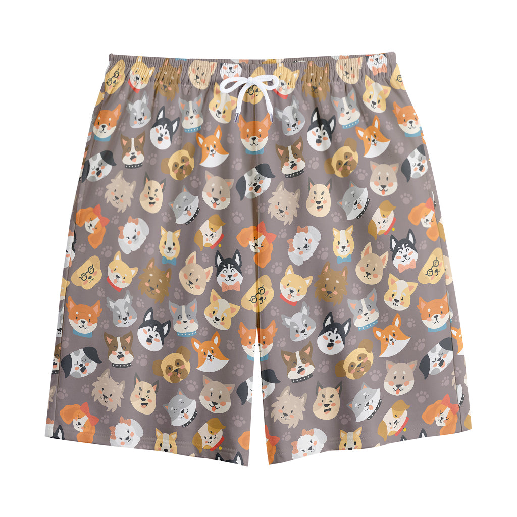 Cute Dog Emoji Pattern Print Cotton Shorts