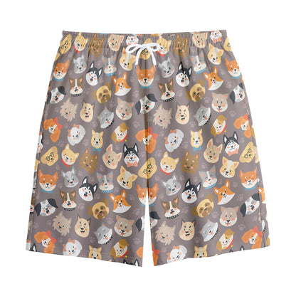 Cute Dog Emoji Pattern Print Cotton Shorts
